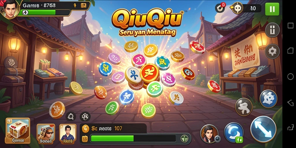 Screenshot gameplay QiuQiu yang menggambarkan suasana seru dan kompetitif.