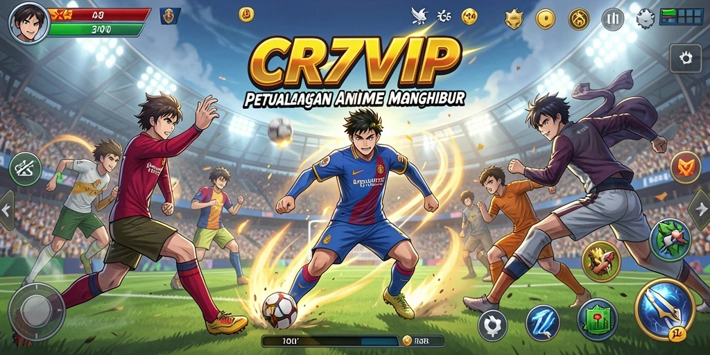 Tampilan aksi seru dalam permainan CR7VIP yang penuh warna.