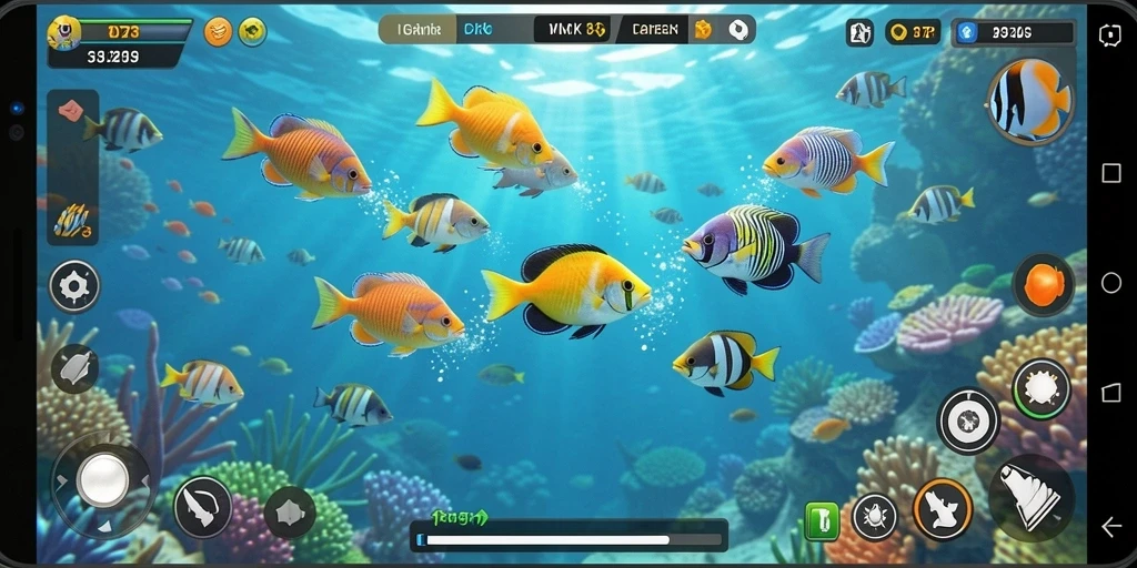Screenshot gameplay D73 menampilkan momen seru menembak ikan.