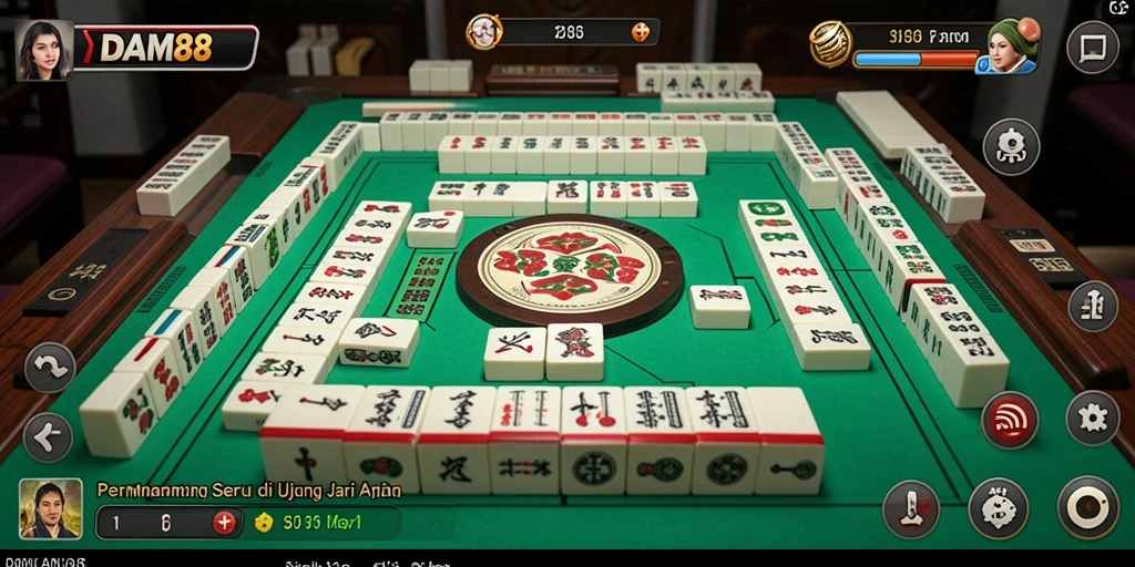 Tampilan menarik dari gameplay DAM88 dengan ubin Mahjong yang indah.