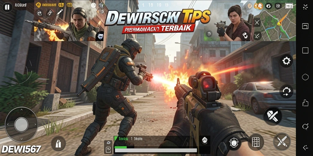 Screenshot dari DEWI567 menampilkan aksi gameplay TPS yang intens.