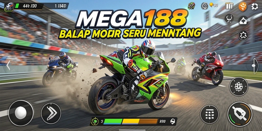 Tampilan gameplay balap motor yang seru dan mendebarkan.