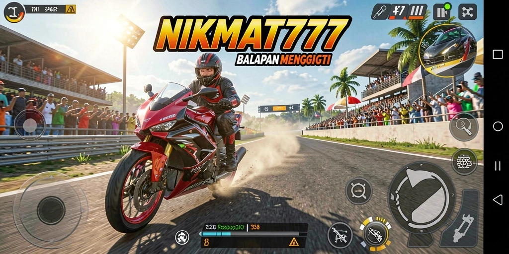 Tampilan Gaming NIKMAT777 dengan balapan motor yang seru dan penuh aksi.