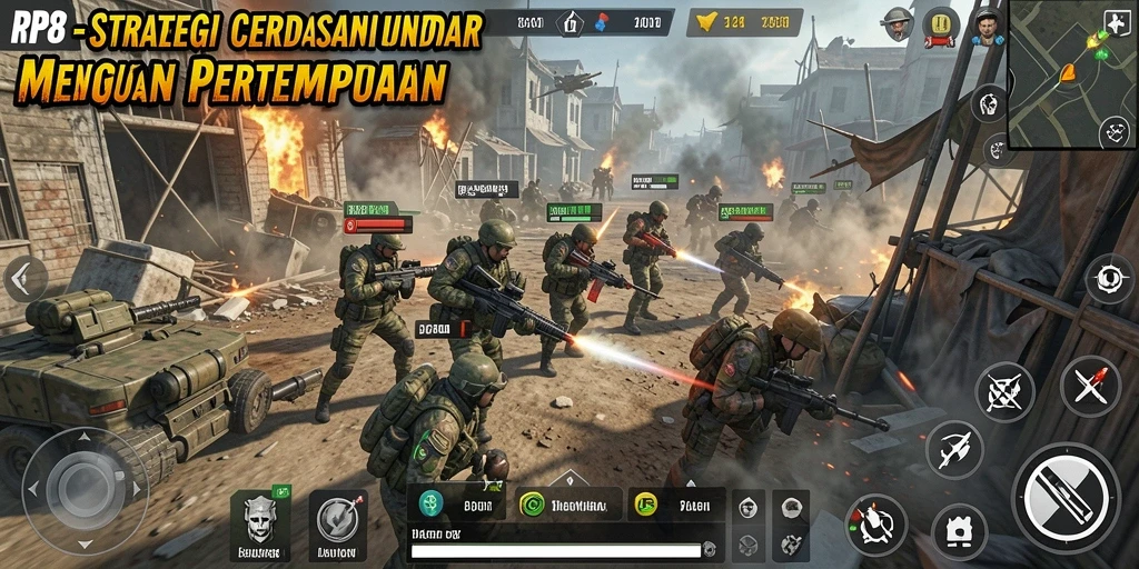 Tangkapan layar gameplay RP8 menampilkan pertempuran yang seru dan strategi mendalam.