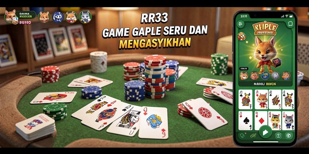 Screenshot gameplay RR33 menunjukkan suasana permainan Gaple yang seru.