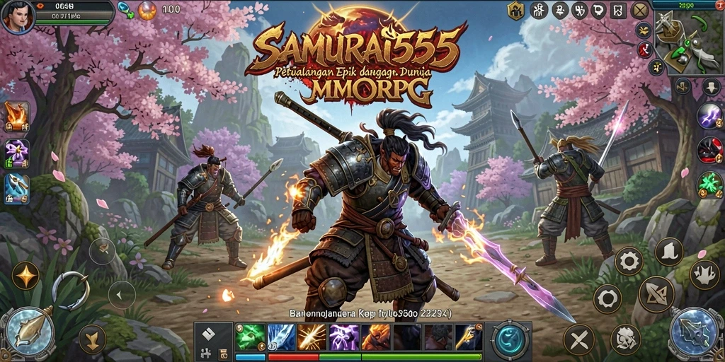 Tampilan permainan <strong>SAMURAI555</strong> dengan pertarungan epik dan lingkungan yang mendetail.
