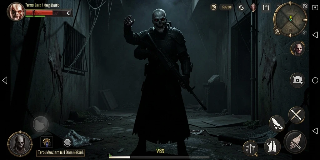 Gameplay V89 menampilkan suasana horor yang intens dan mencekam.